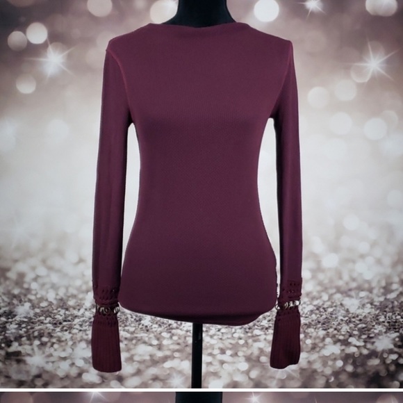 New Free People Sweet Thang Thermal grommets Maroon Large also fits medium - Picture 2 of 5